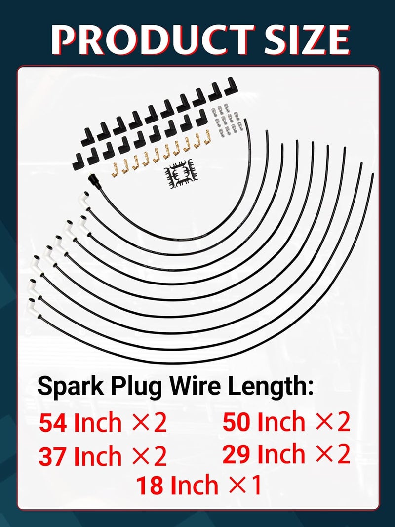 Ntoauto Universal 9001C Extreme 9000 Spark Plug Wire Set 8mm, 90 Degree White Ceramic Boots - Image 2
